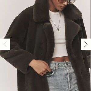 Blank NYC Olive Dark Green Faux Fur Coat